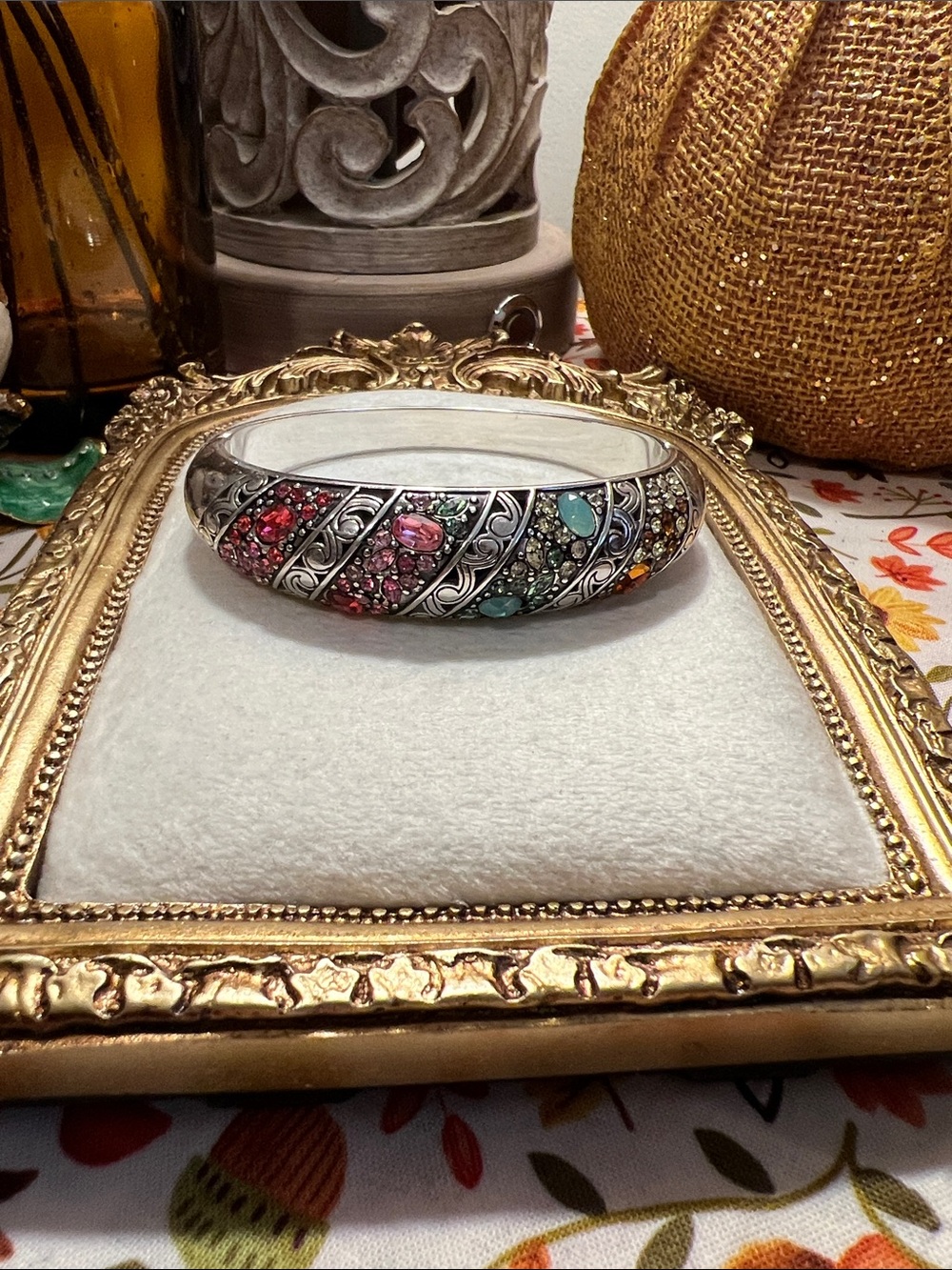 Retired Brighton Crystal Voyage Hinged Bangle Bracelet